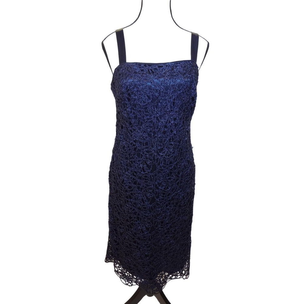 R&M Richards Blue Special Event Mini-Dress, Women's Size Small